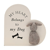 "My Heart Belongs to My Dog" Wooden Heart Plaque - Cream