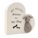 "My Heart Belongs to My Dog" Wooden Heart Plaque - Cream