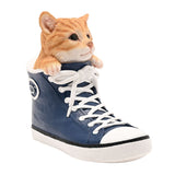 Kitten in a Lace-Up Trainer Resin Figurine - Blue & Orange