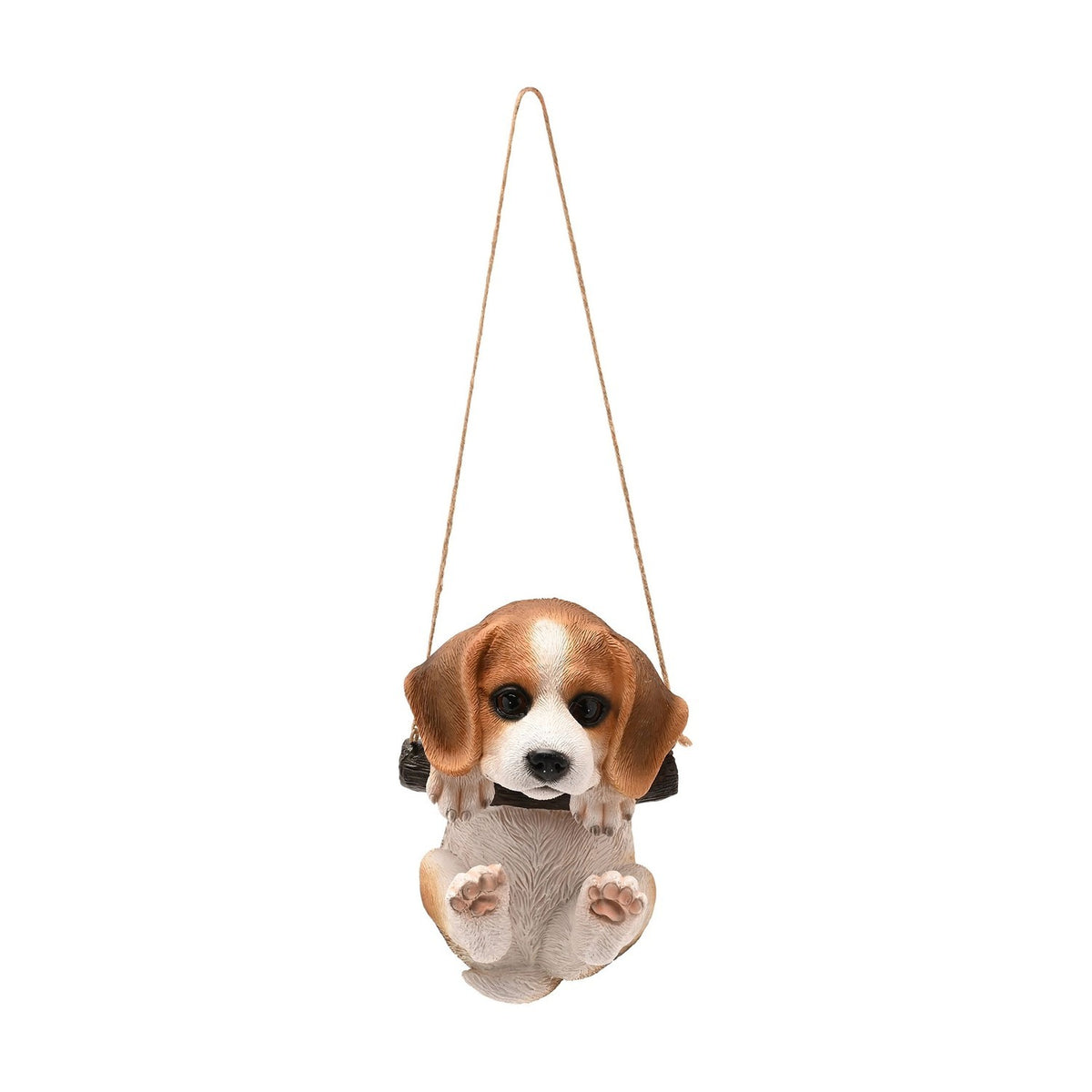 Dangling Beagle Puppy Ornament Figurine - White & Brown