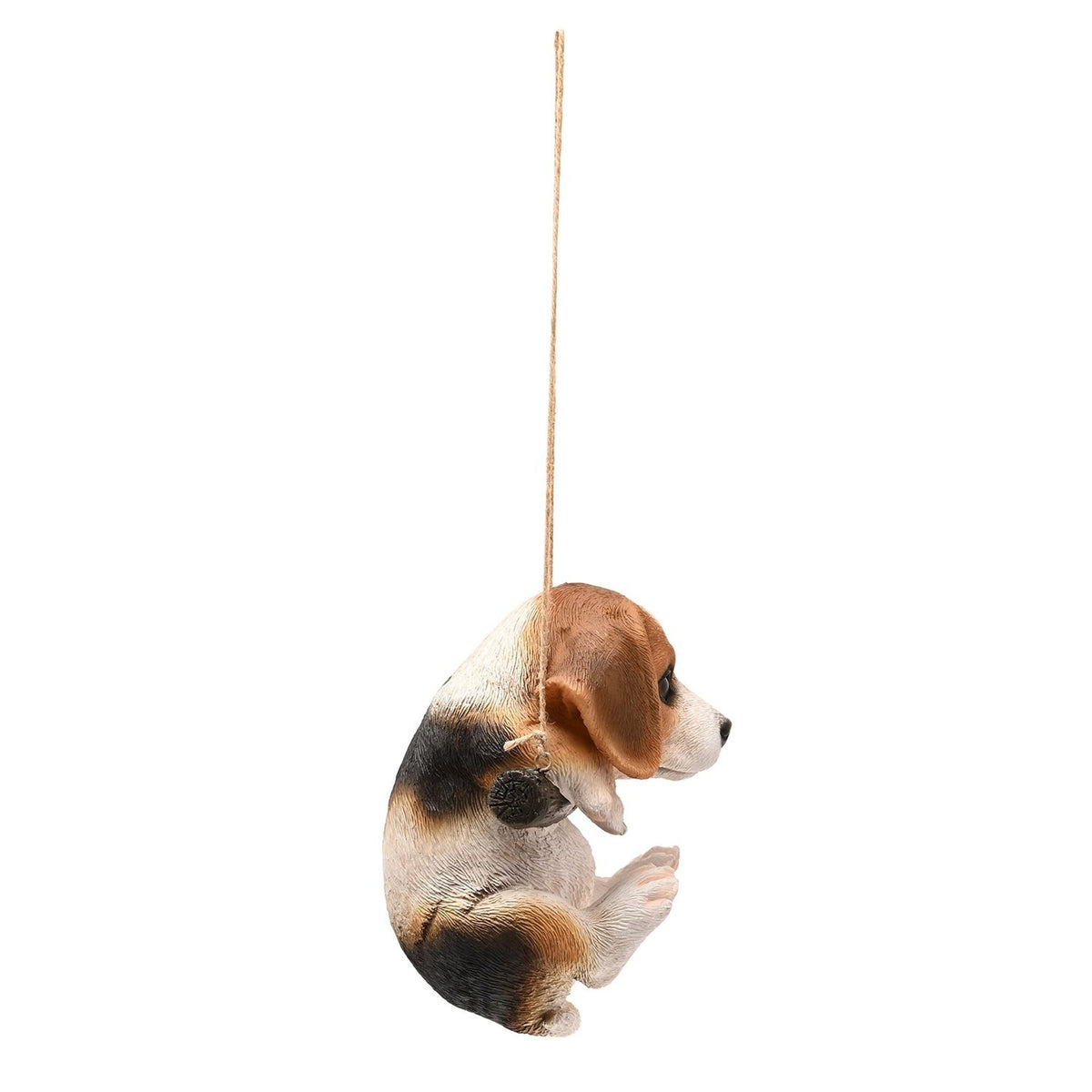 Dangling Beagle Puppy Ornament Figurine - White & Brown