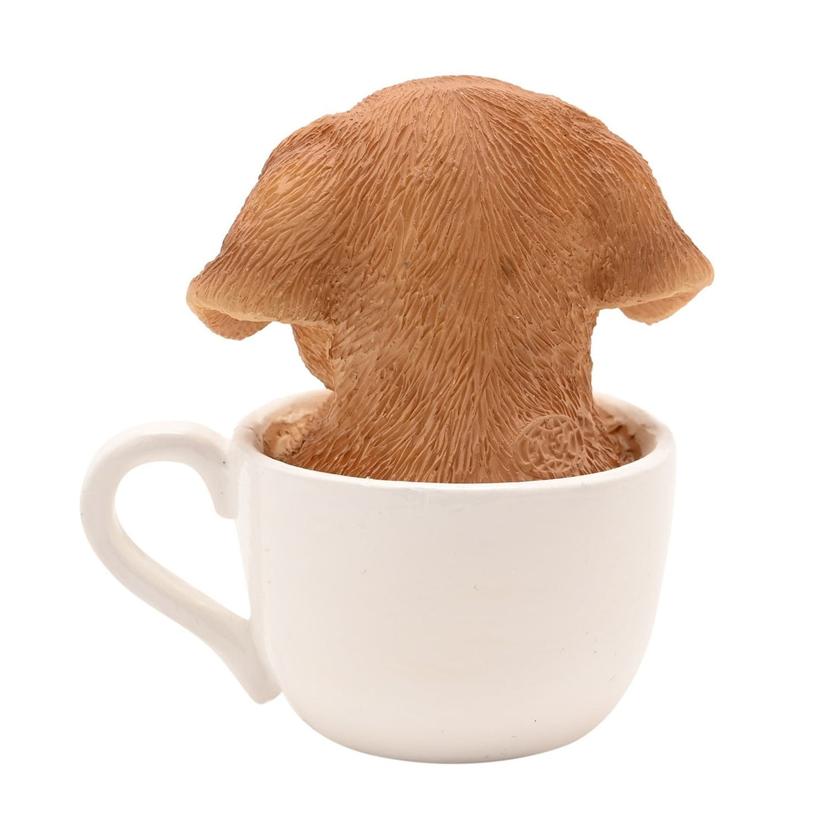 Peeking Puppy in a Cup Resin Figurine - Brown & White