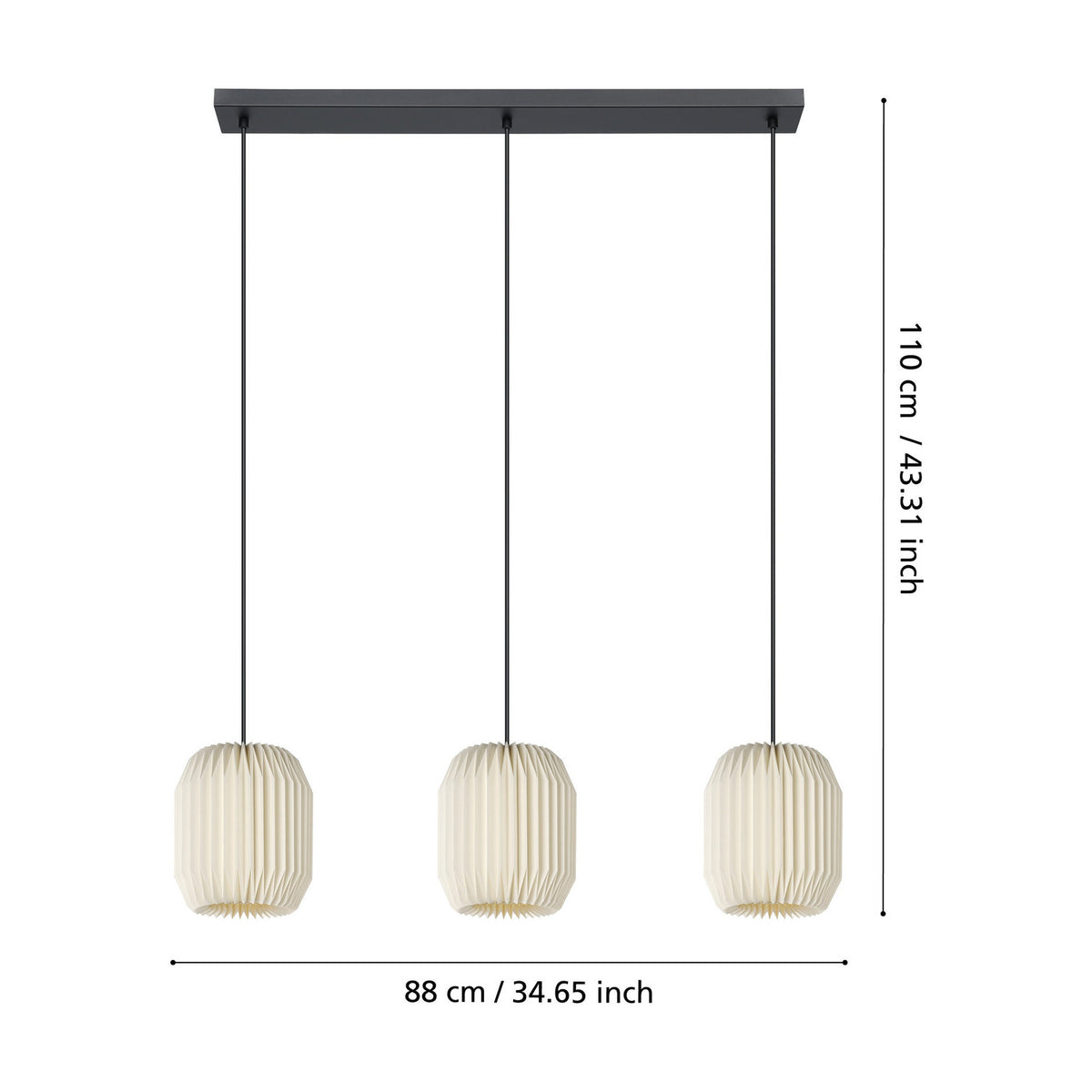 Belgrave Paper Linear Pendant Light - Black & White