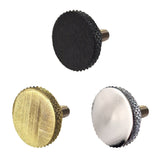 The Berwick Flush Light - Black features three textured metal thumb screws in various finishes: black, golden, and silver, which stand out beautifully against a white background. With their knurled edges and round heads, these screws are ideal for modern interiors that demand a customizable finish.