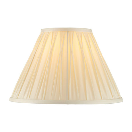 Endon Bevdon 30cm tapered lamp shade in ivory silk with hand-stitched pinch pleats and box pleat design, shown on a plain white background.