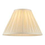 Endon Bevdon 30cm tapered lamp shade in ivory silk with hand-stitched pinch pleats and box pleat design, shown against a plain white background.