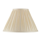 Endon Bevdon 30cm tapered lamp shade in ivory silk with hand-stitched pinch pleats and box pleat design, shown on a plain white background.