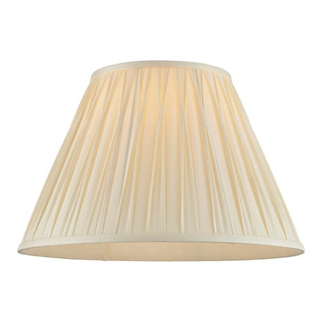 Endon Bevdon 40cm tapered lamp shade in ivory silk with hand-stitched pinch pleats and box pleat design, shown on a plain white background.