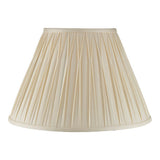 Endon Bevdon 40cm tapered lamp shade in ivory silk with hand-stitched pinch pleats and box pleat design, shown on a plain white background.