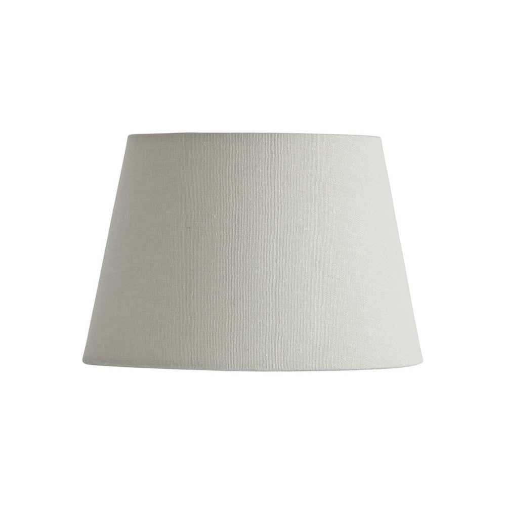 Endon Bevhurst 20cm tapered lamp shade in cream linen-effect fabric with a rolled edge, shown on a plain white background.