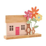 Mummy & Me Bear Family House MDF Decoration - Pink & Natural