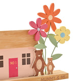 Mummy & Me Bear Family House MDF Decoration - Pink & Natural