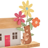 Bear Hugs House MDF Decoration with Flowers - Brown & Lilac