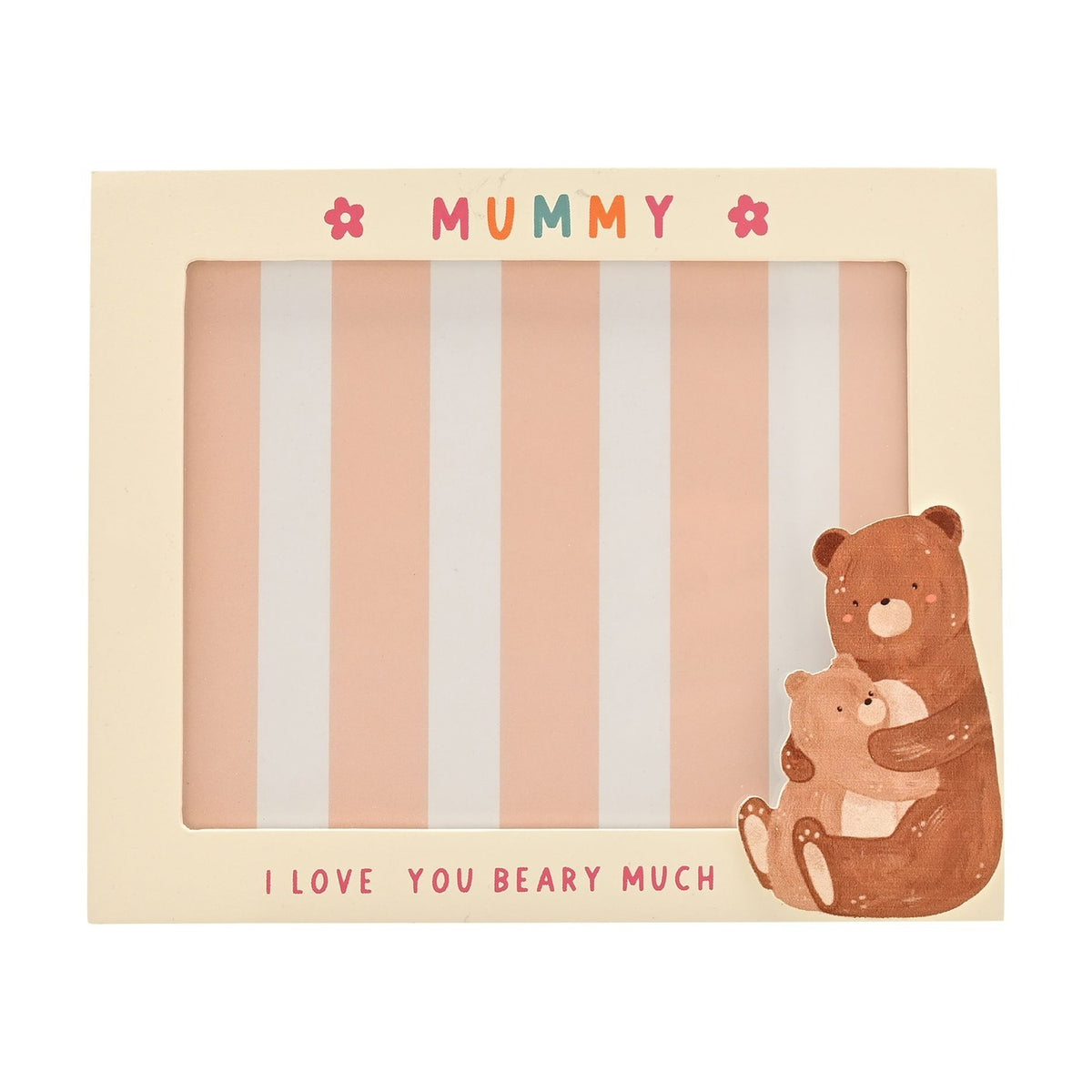 Bear Hugs Mummy MDF Photo Frame with Fold-Out Easel - Cream
