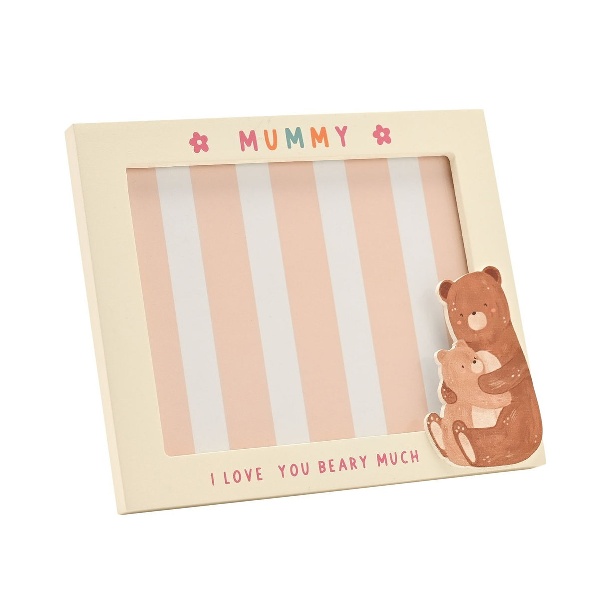 Bear Hugs Mummy MDF Photo Frame with Fold-Out Easel - Cream