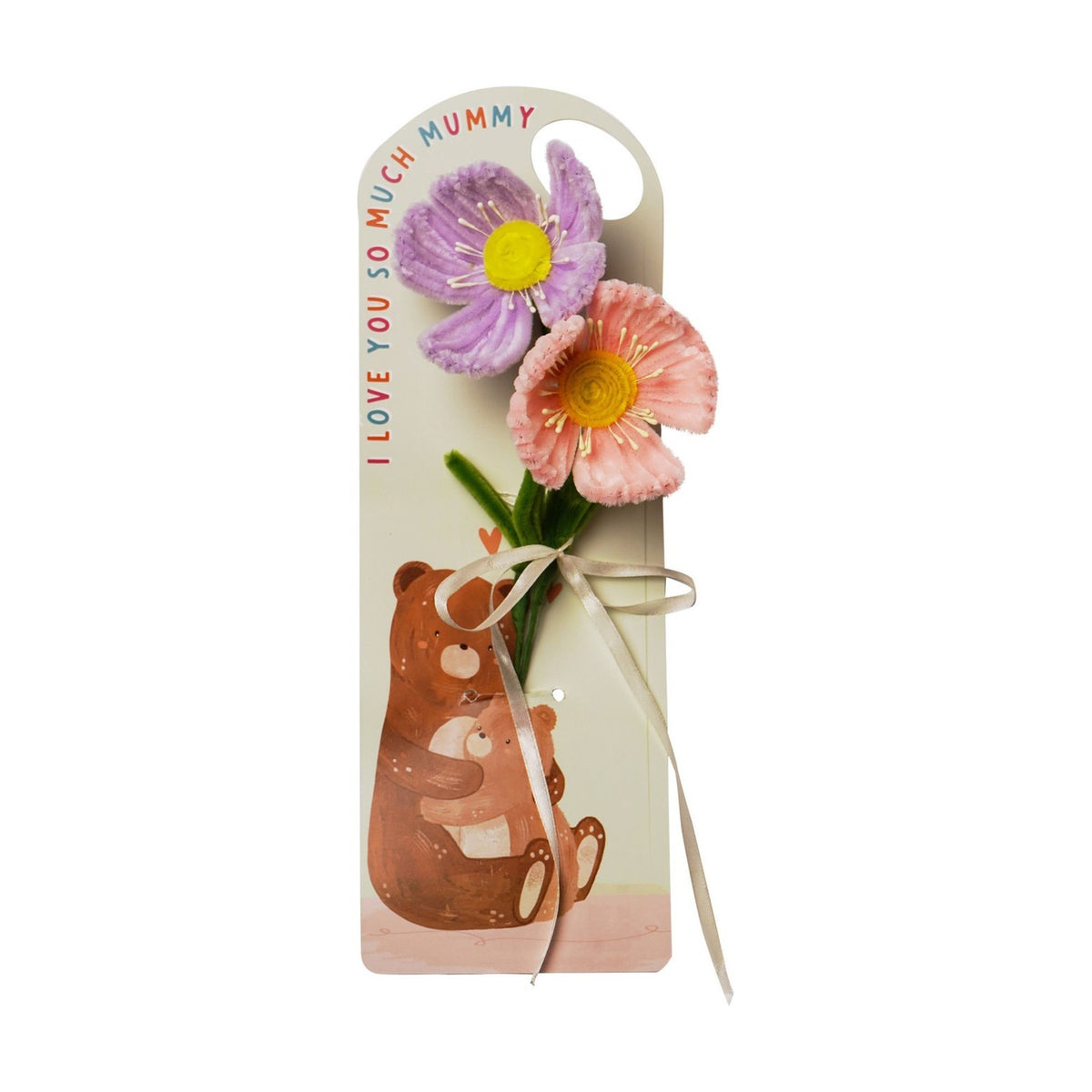 Bear Hugs Chenille 2 Flower Bunch Decoration - Purple & Pink