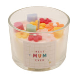 Best Mum Ever Flower and Heart Topped Scented Candle - White