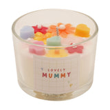Lovely Mummy Flower and Heart Scented Candle - Cream & Clear