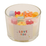 Love You Flower and Heart Topper Scented Candle - Cream