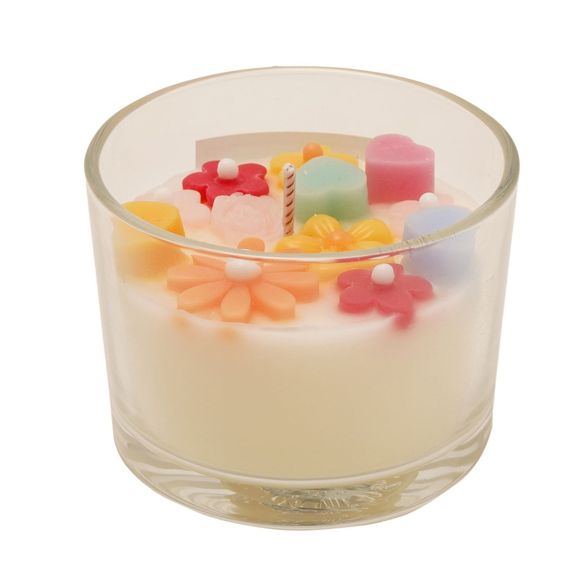 Love You Flower and Heart Topper Scented Candle - Cream