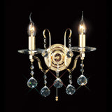 Bianco 2 Light Crystal Wall Light With Switch - Gold
