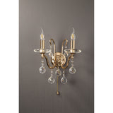 Bianco 2 Light Crystal Wall Light With Switch - Gold