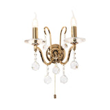 Bianco 2 Light Crystal Wall Light With Switch - Gold