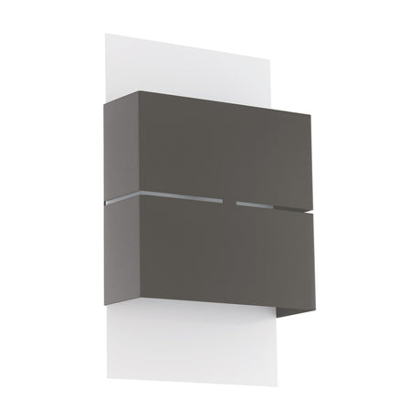 Birnane LED Outdoor Wall Light with rectangular anthracite steel body and white backplate, featuring a central light slot, shown on a plain white background.