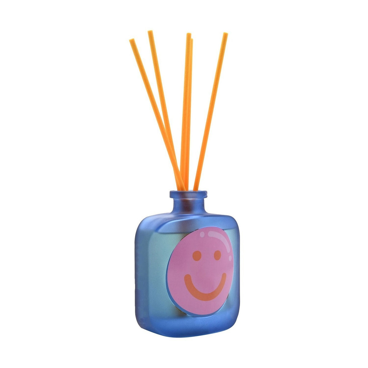 Happy Day Smiley Face Glass Bottle Reed Diffuser - Blue
