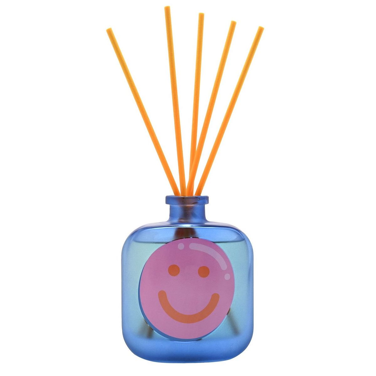 Happy Day Smiley Face Glass Bottle Reed Diffuser - Blue