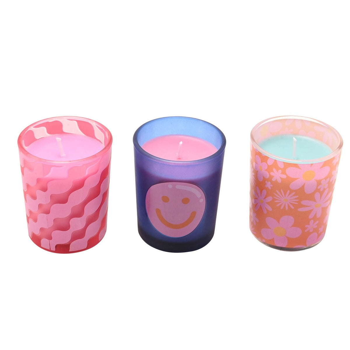 Mood Matching Trio of Wave, Smiley and Daisy Scented Candles