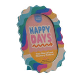 Wavy Multicoloured Stripe Oval Wooden Photo Frame 6 x 4in