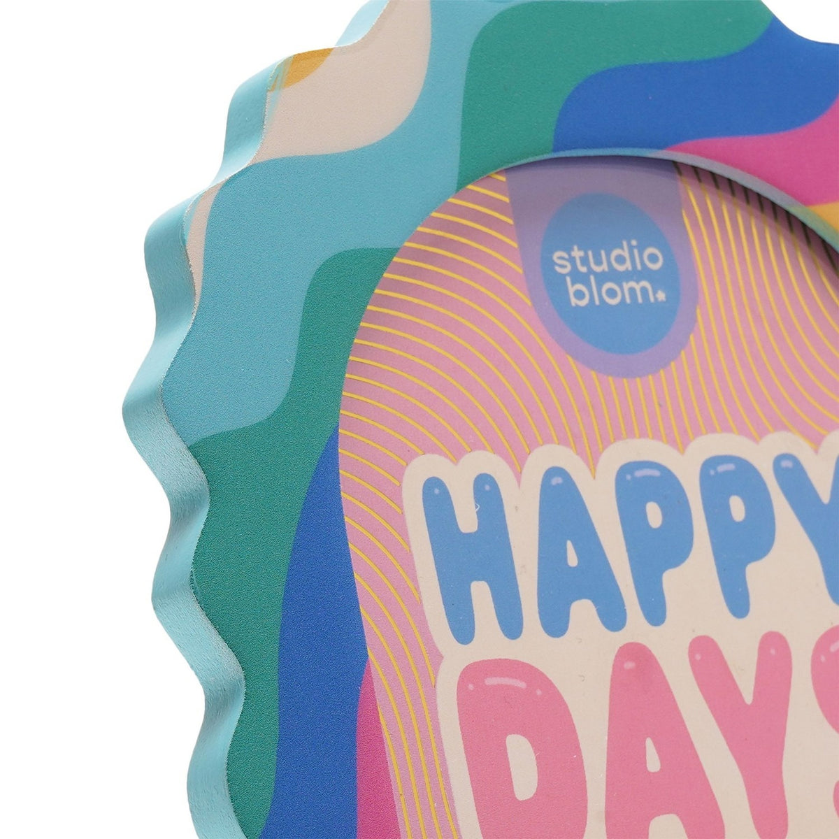 Wavy Multicoloured Stripe Oval Wooden Photo Frame 6 x 4in