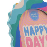 Wavy Multicoloured Stripe Oval Wooden Photo Frame 6 x 4in