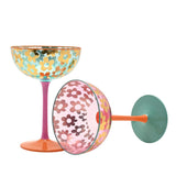 Set of 2 Gold Daisy Champagne Coupes with Coloured Stems 160ml