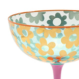 Set of 2 Gold Daisy Champagne Coupes with Coloured Stems 160ml