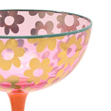 Set of 2 Gold Daisy Champagne Coupes with Coloured Stems 160ml