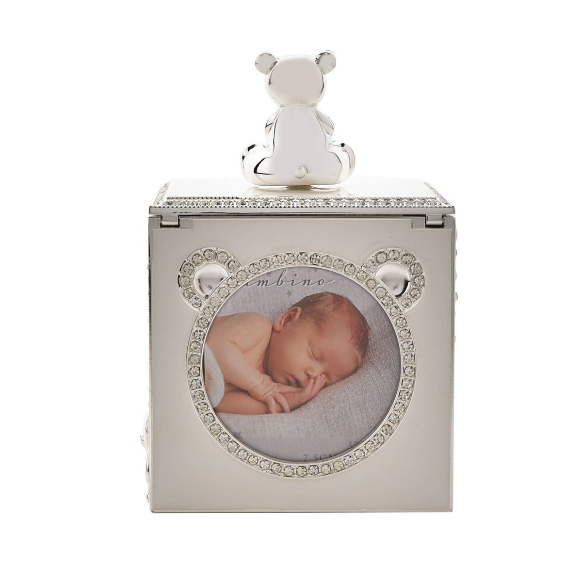 Bear Silverplated Metal Photo Frame Trinket Box - Silver