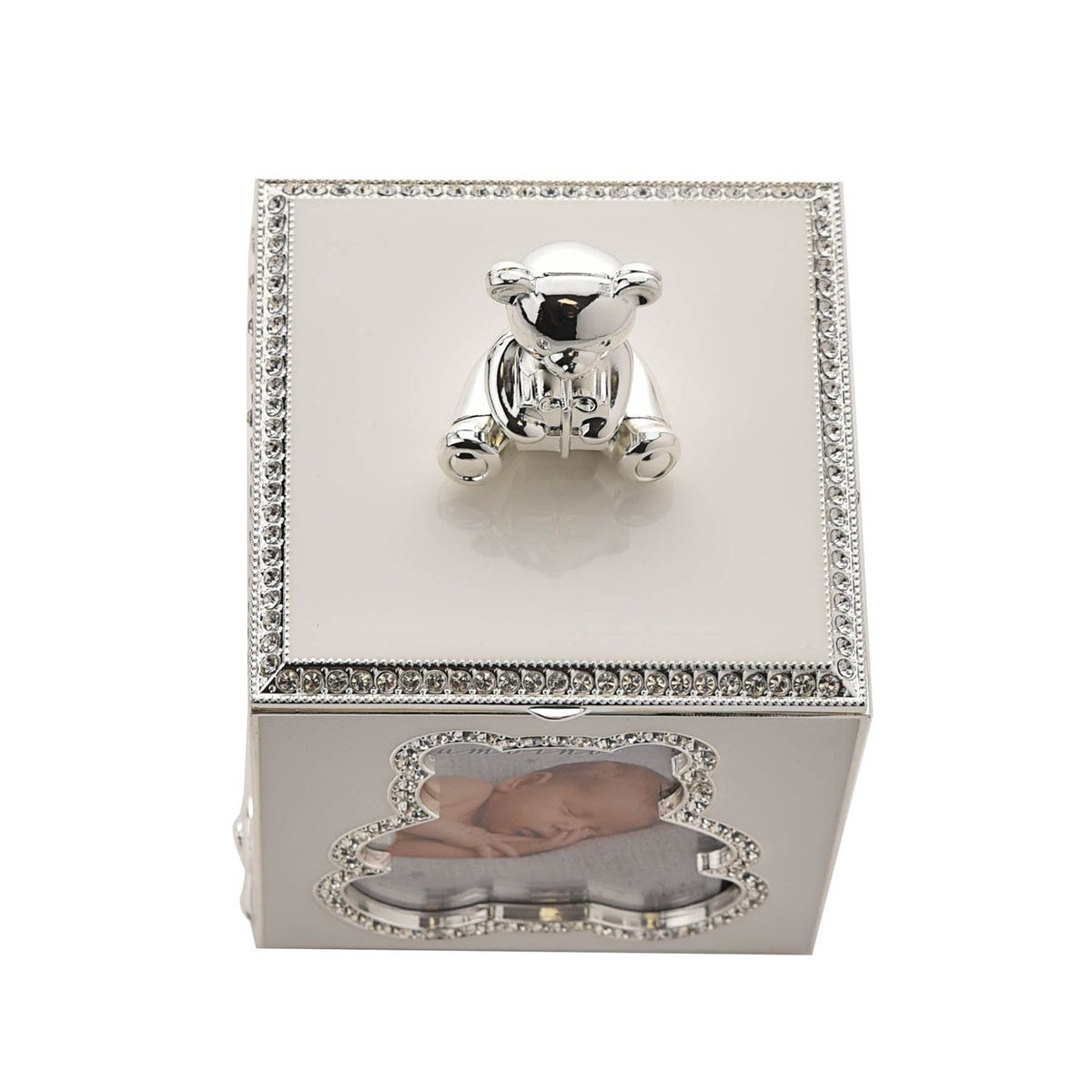 Bear Silverplated Metal Photo Frame Trinket Box - Silver