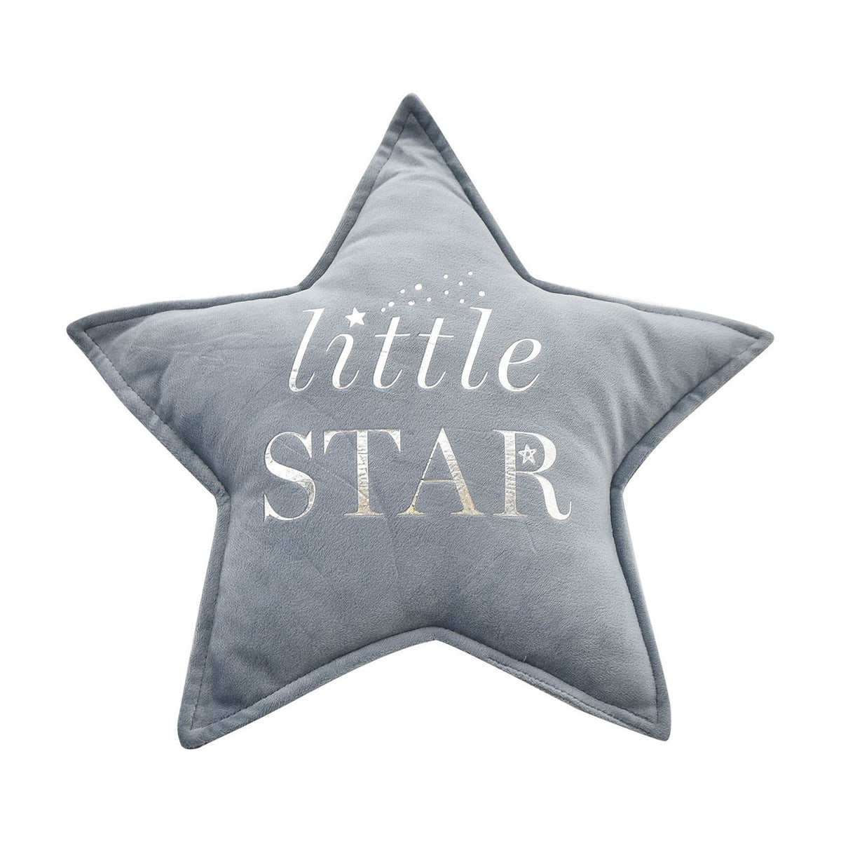Little Star Velvet Cushion with Silver Letters 30.1cm - Blue