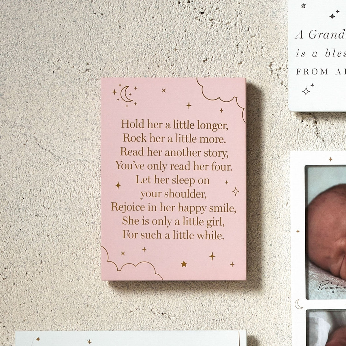 Little Girl Poem Wooden Standing Plaque 18 x 13cm - Pink