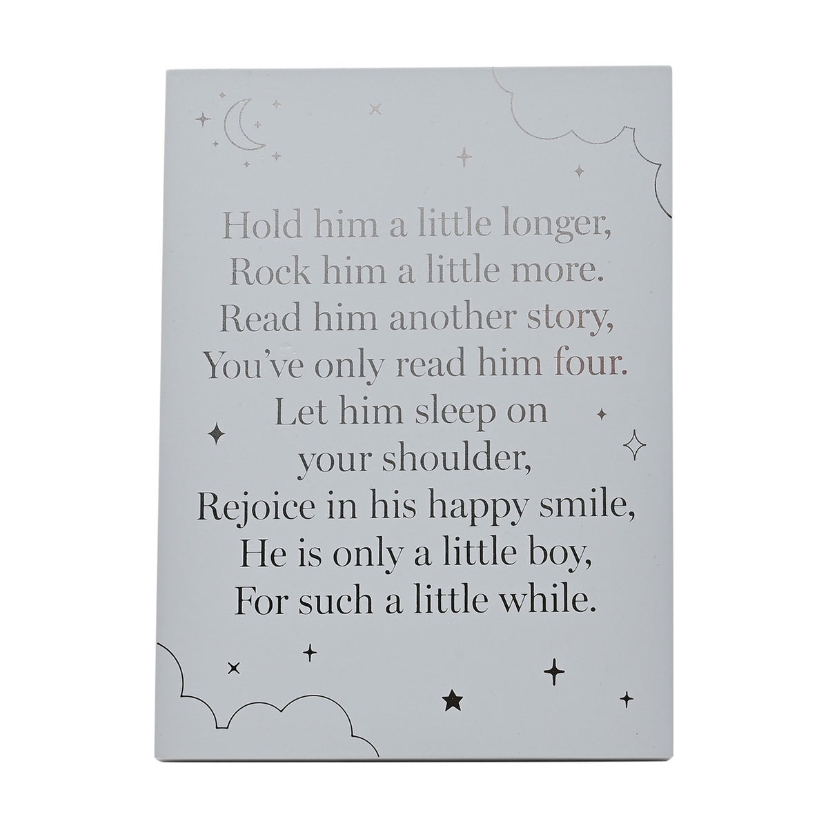 Little Boy Starry Poem Wooden Standing Plaque 18x13cm - Blue