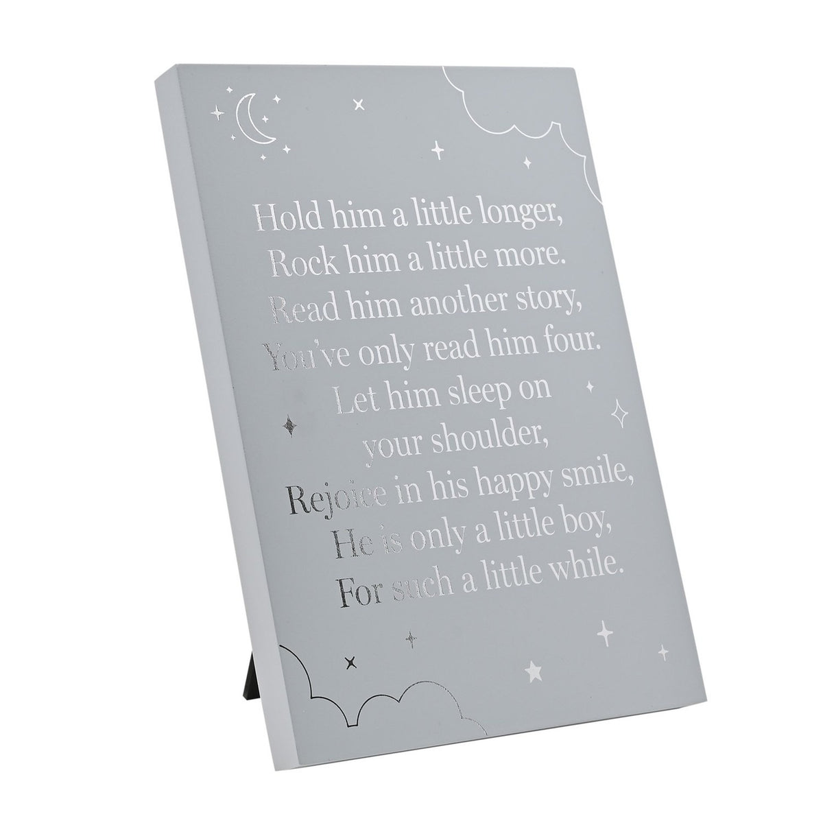 Little Boy Starry Poem Wooden Standing Plaque 18x13cm - Blue