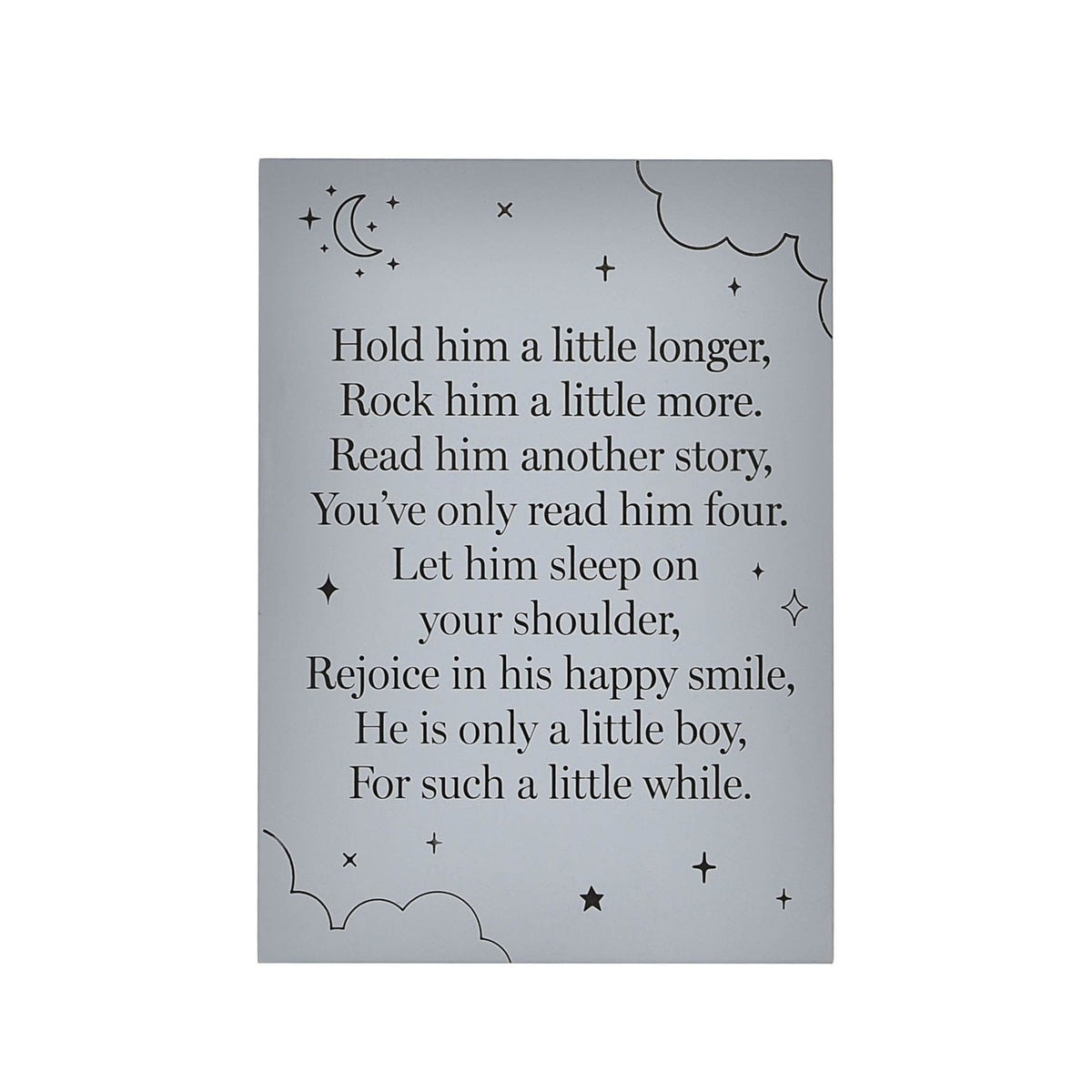 Little Boy Starry Poem Wooden Standing Plaque 18x13cm - Blue