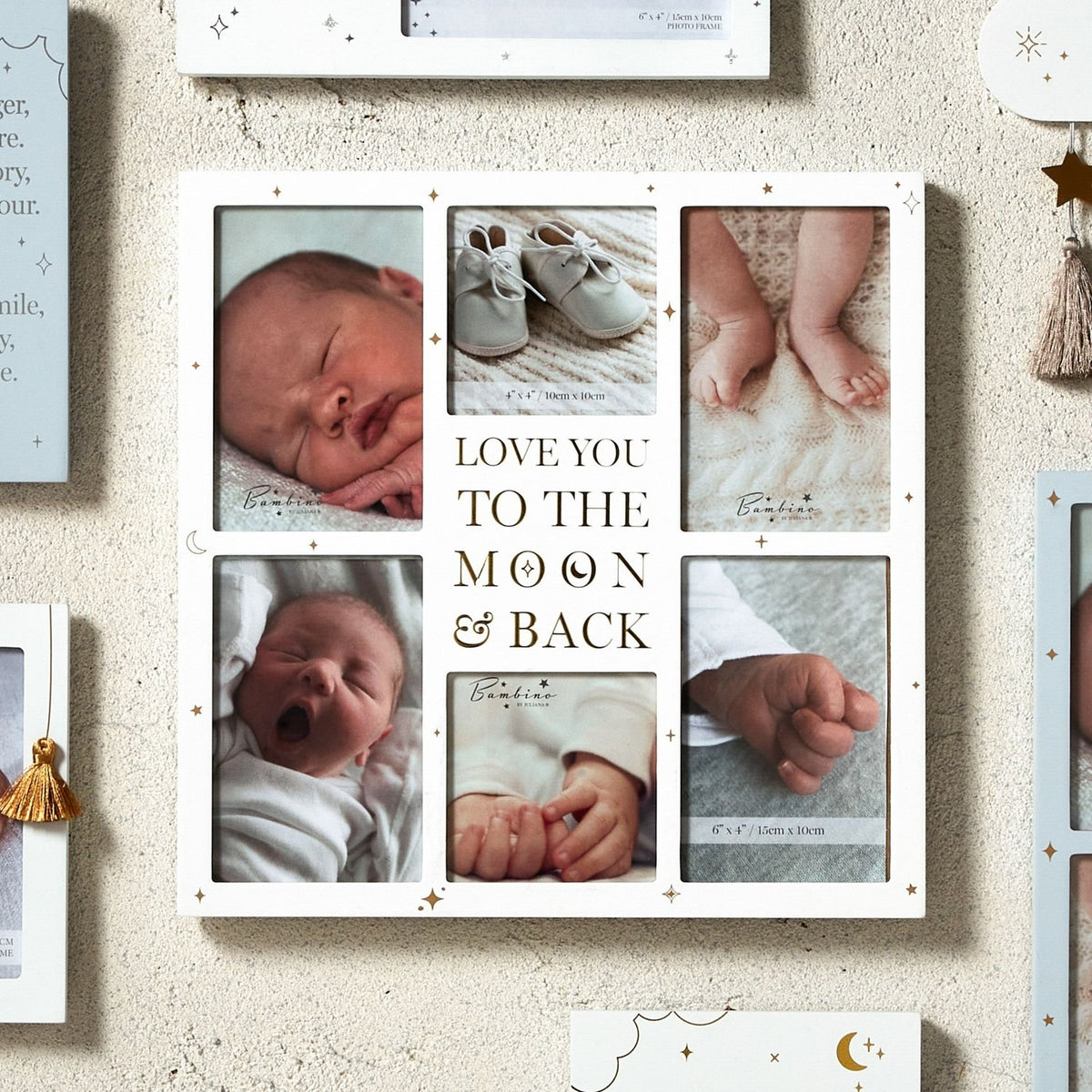 Love You To The Moon & Back MDF Collage Photo Frame - Grey
