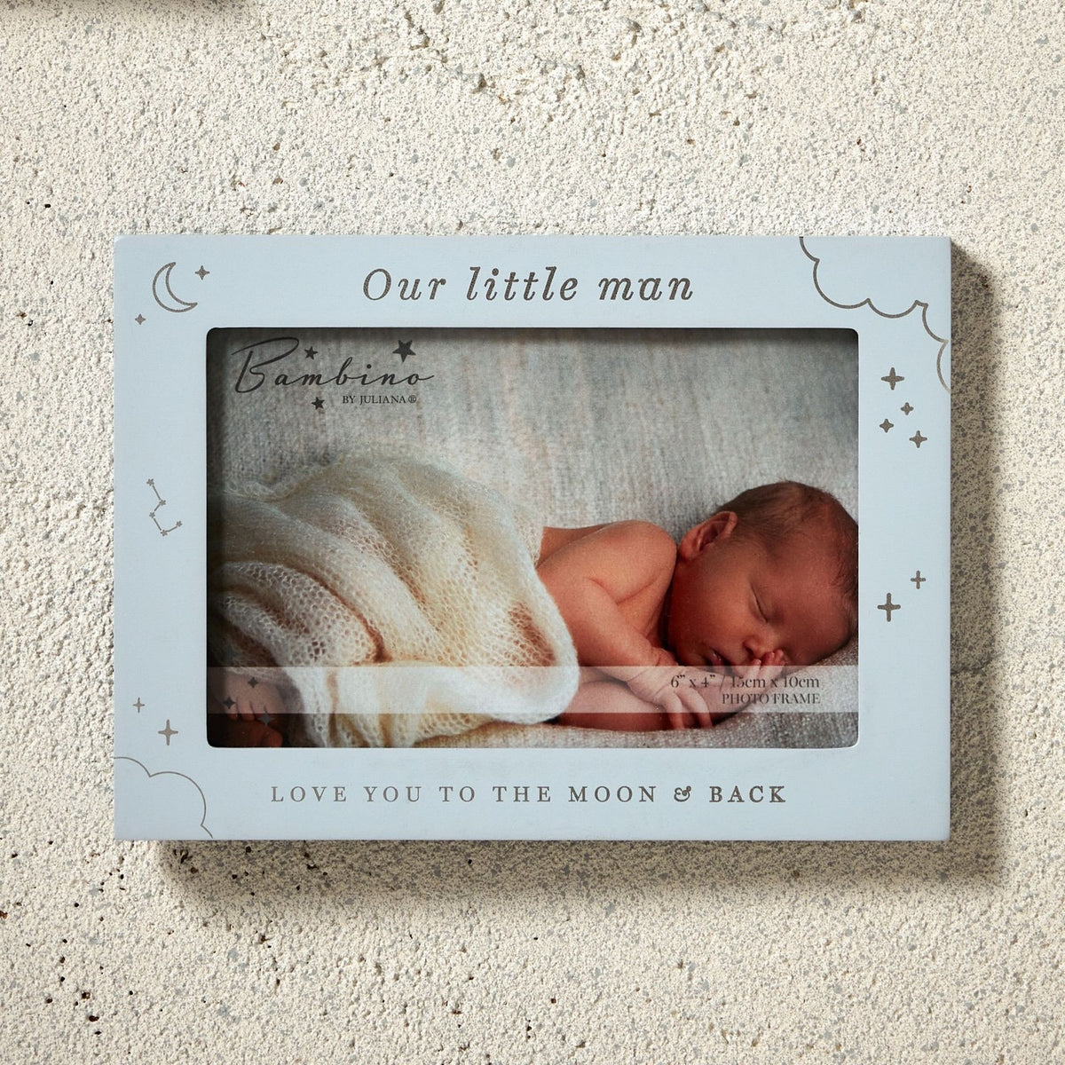 Our Little Man Starry Wooden Photo Frame 6 x 4in - Blue