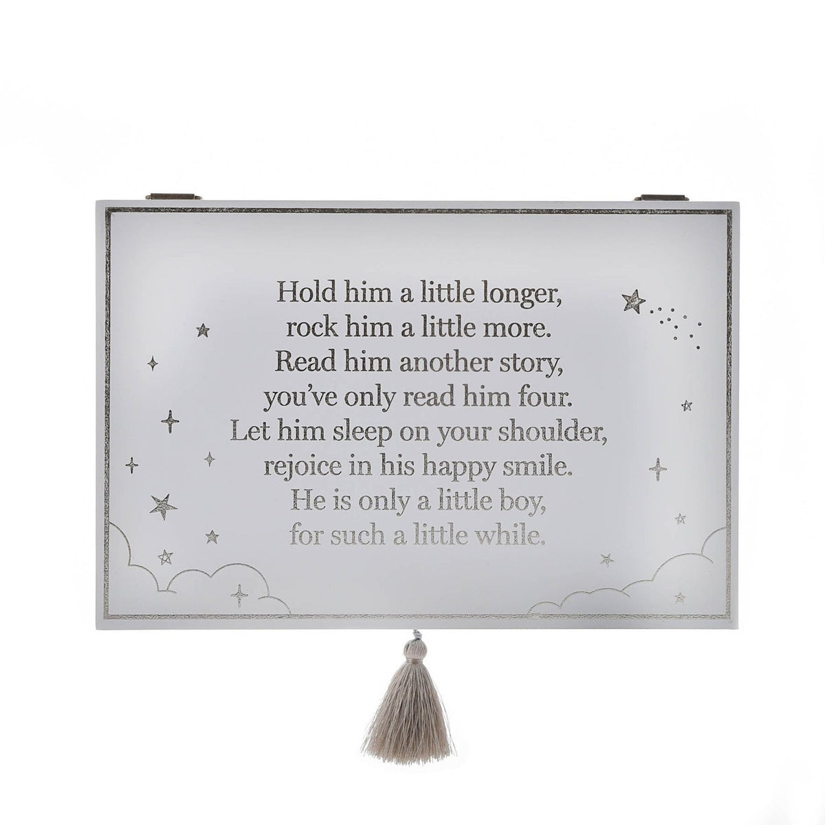 Hold Him a Little Longer MDF Keepsake Box with Tassel - Blue