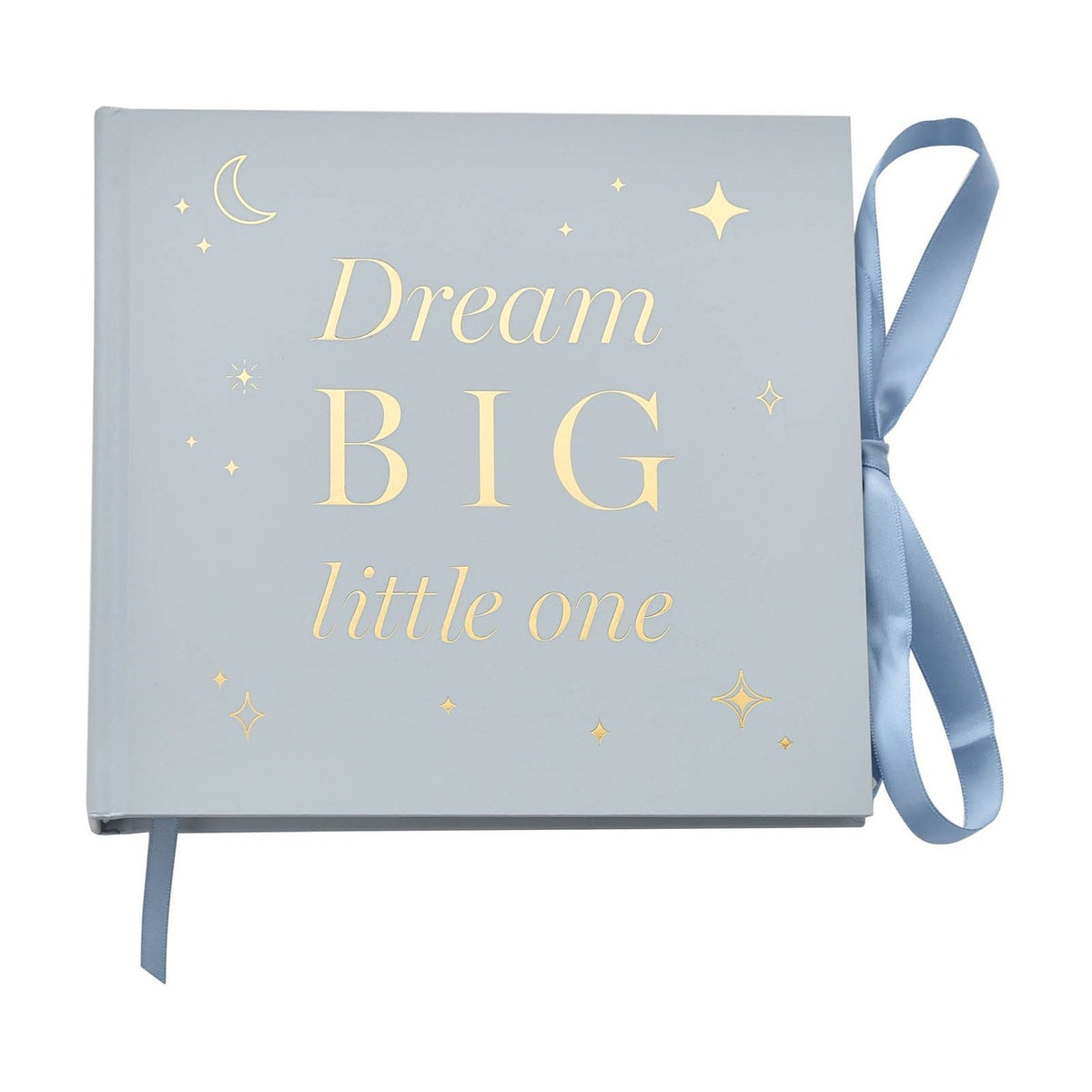 Dream Big Little One Baby Photo Album with Ribbon Tie - Blue