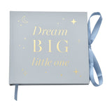 Dream Big Little One Baby Photo Album with Ribbon Tie - Blue