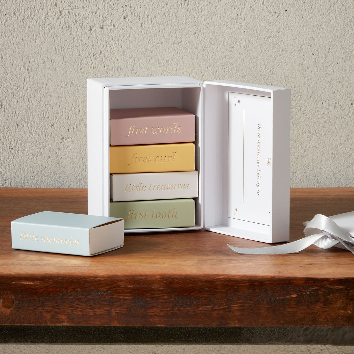 Gold Star and Moon Keepsake Box with Five Mini Matchboxes